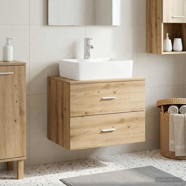 Meuble de salle de bain suspendu chêne artisanal 62.5x44.5x50 cm