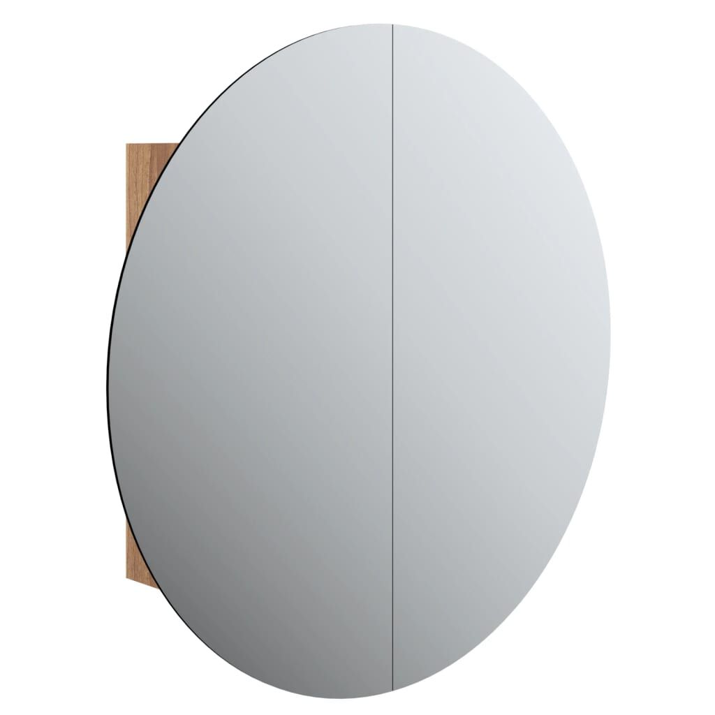 Armoire Miroir Rond LED Chêne 54x54x17,5 cm - vue 2
