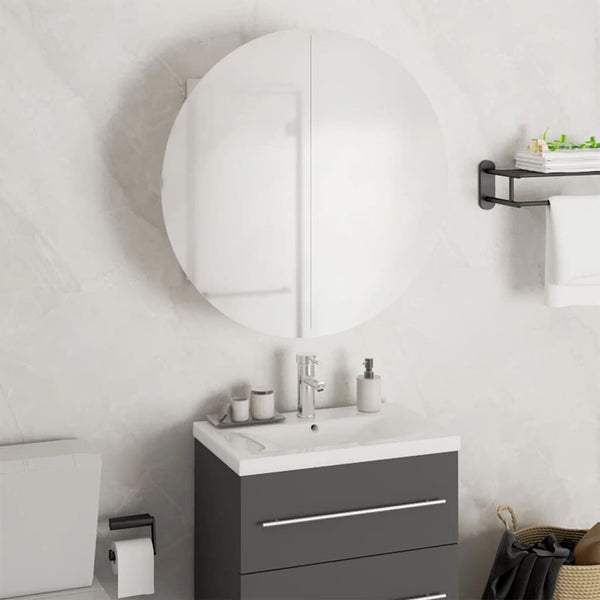 Armoire Miroir Rond LED Blanc 47x47x17,5 cm - vue 1