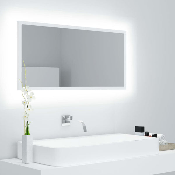 Miroir LED de Salle de Bain Blanc 90x8,5x37 cm