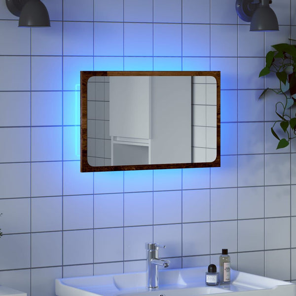 Miroir de Salle de Bain avec Lumière LED Vieux Bois 60x8,5x38 cm