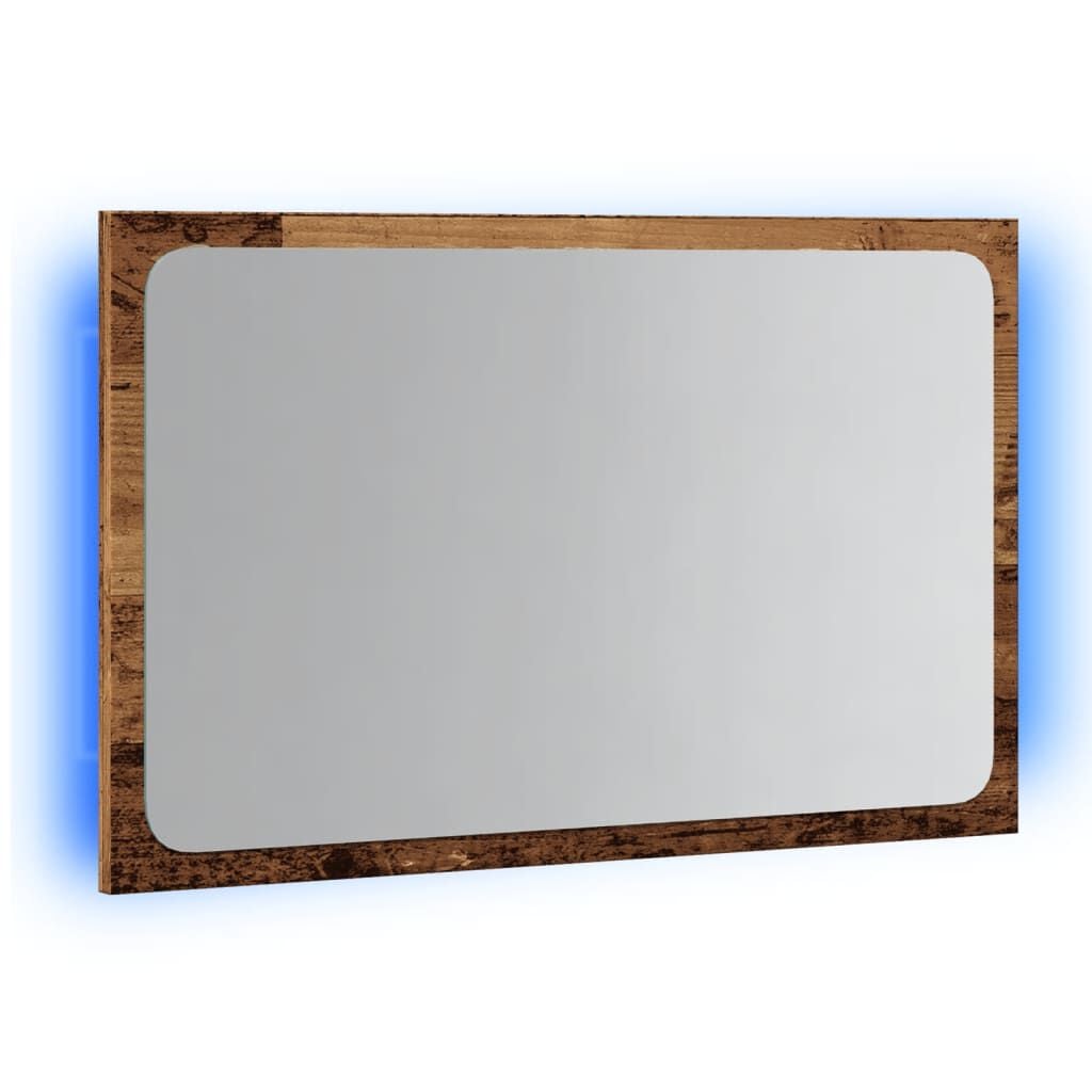 Miroir de Salle de Bain avec Lumière LED Vieux Bois 60x8,5x38 cm