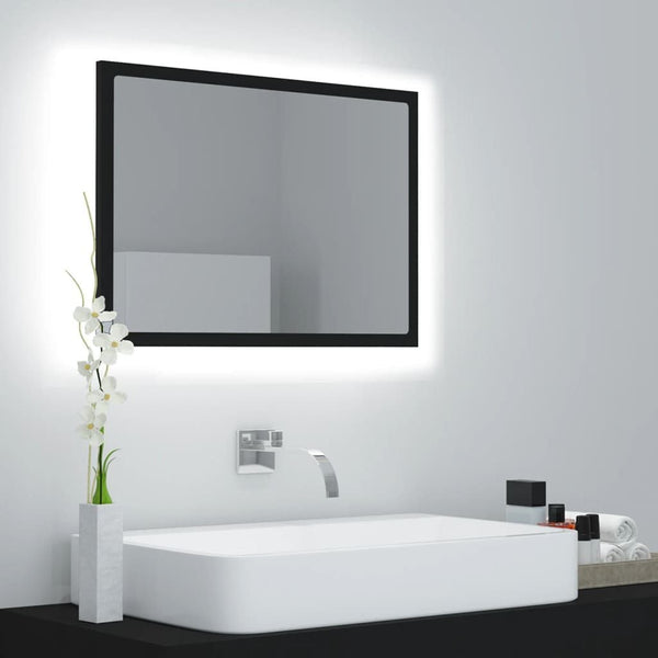 Miroir LED de Salle de Bain Noir - 60x8,5x37 cm