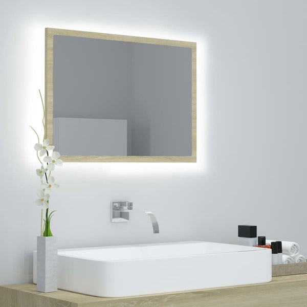 Miroir LED de Salle de Bain Chêne Sonoma - 60x8,5x37 cm