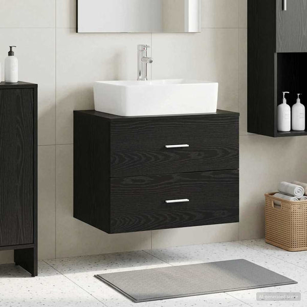 Meuble de Salle de Bain Suspendu Chêne Noir 62,5x44,5x50 cm