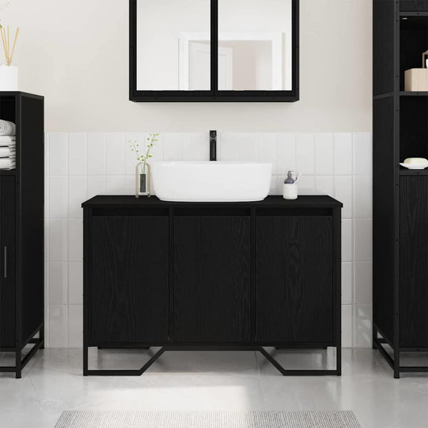 Meuble Lavabo Salle de Bain Chêne Noir 91x35x60 cm