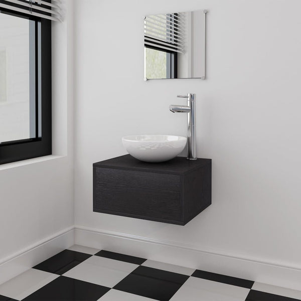 Ensemble Meuble Salle de Bain 3 Pièces Noir