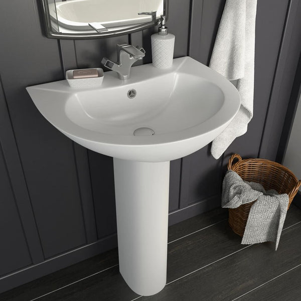 Vasque autoportante sur socle céramique blanc 520x440x190 mm