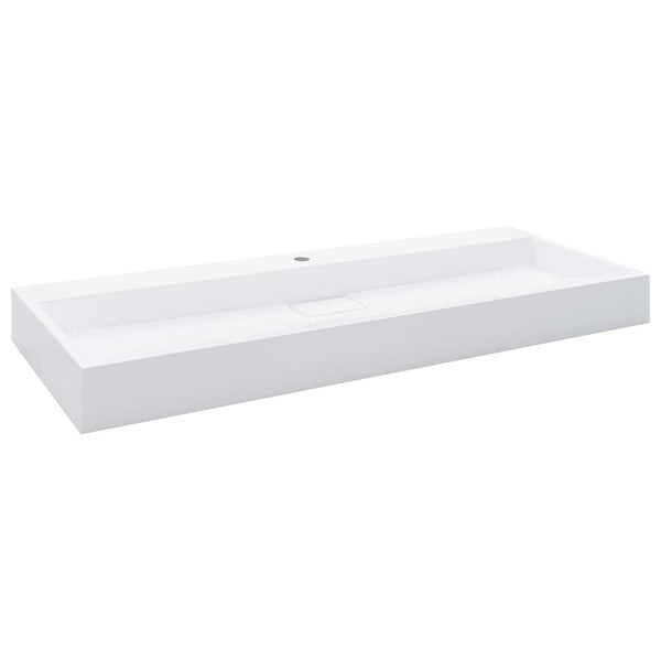 Double Vasque à Poser 120x46x11 cm Fonte Minérale Marbre Blanc