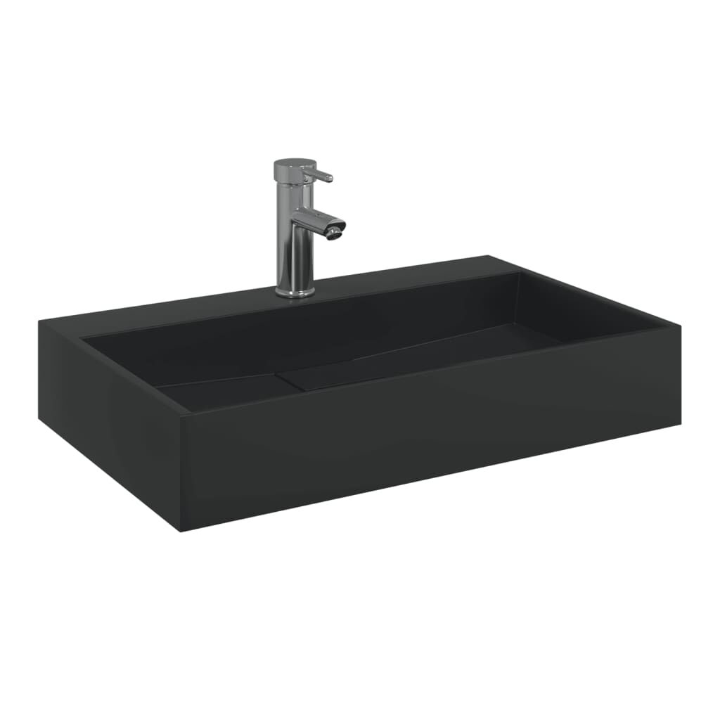 Vasque à Poser 60x38x11 cm Fonte Minérale Marbre Noir Mat