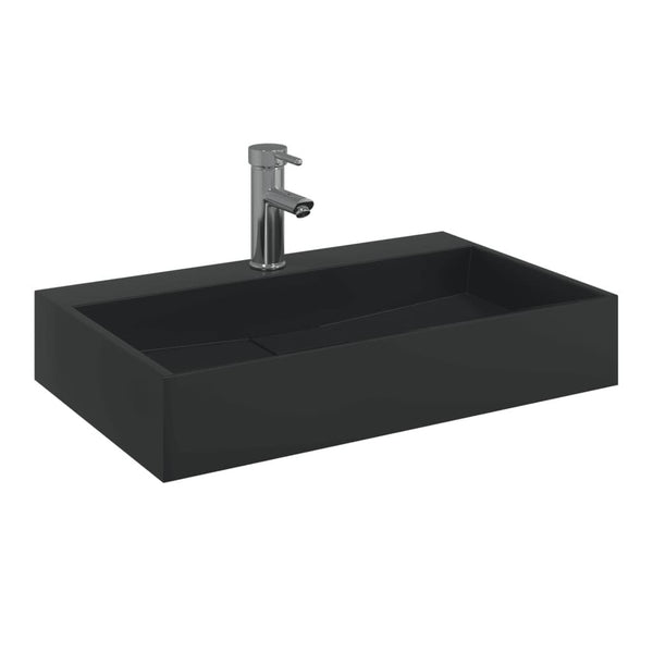 Vasque à Poser 60x38x11 cm Fonte Minérale Marbre Noir Mat