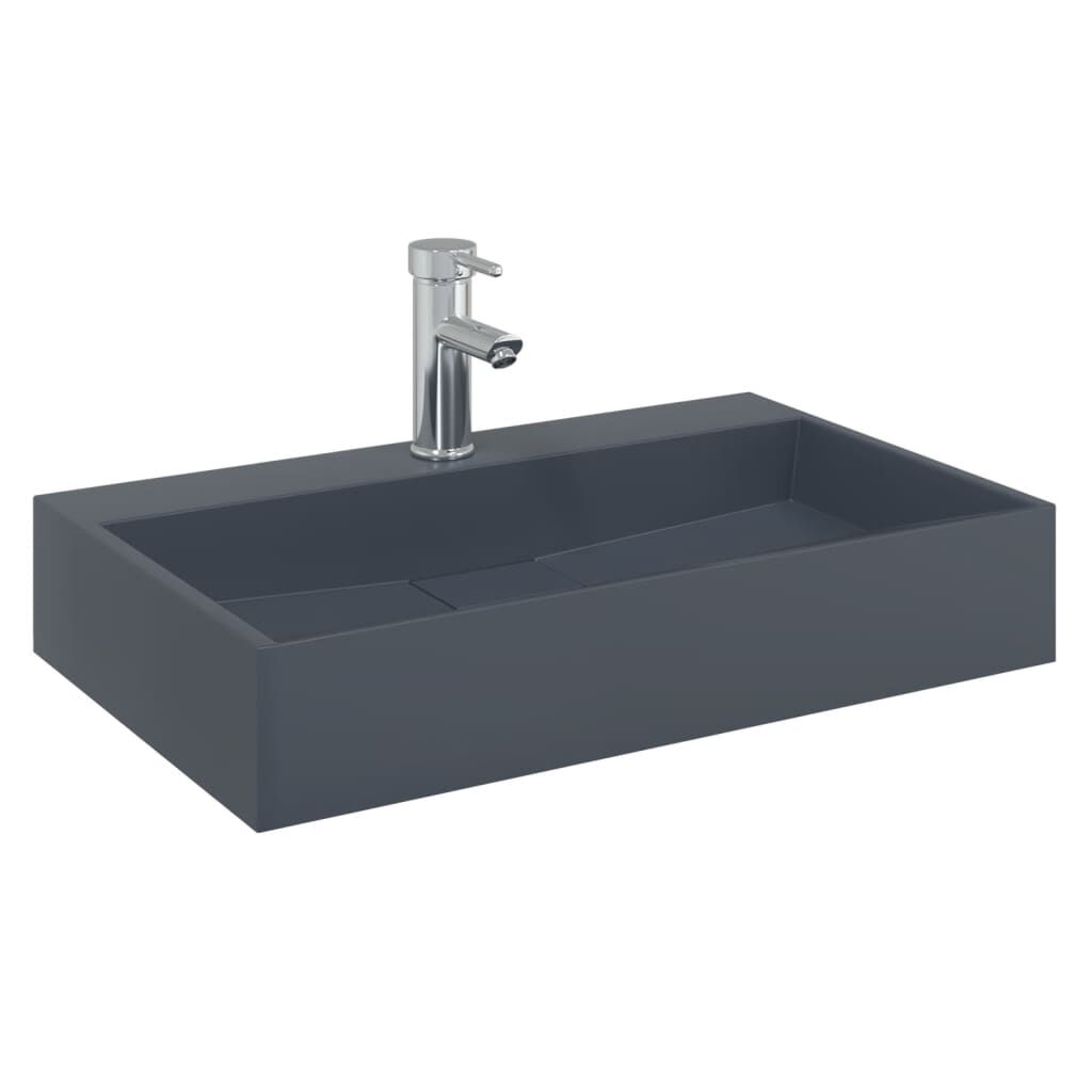Vasque à Poser 60x38x11 cm Fonte Minérale Marbre Anthracite
